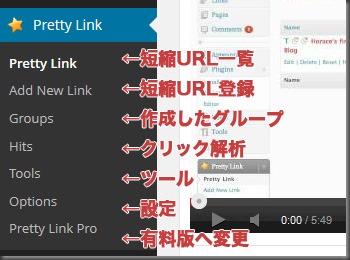 Pretty Link Liteのパネル説明